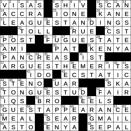 LA Times Crossword Answers Wednesday May 15th 2019