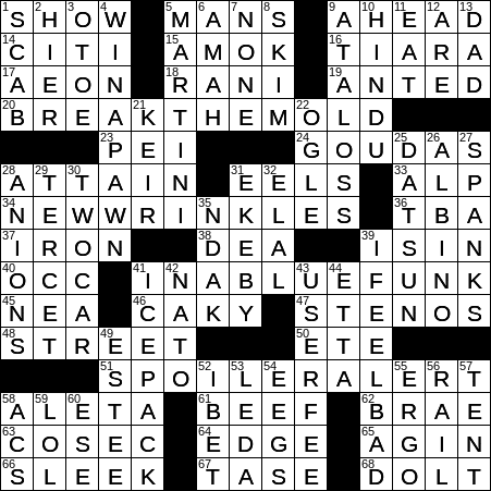 LA Times Crossword Answers Tuesday June 18th 2019