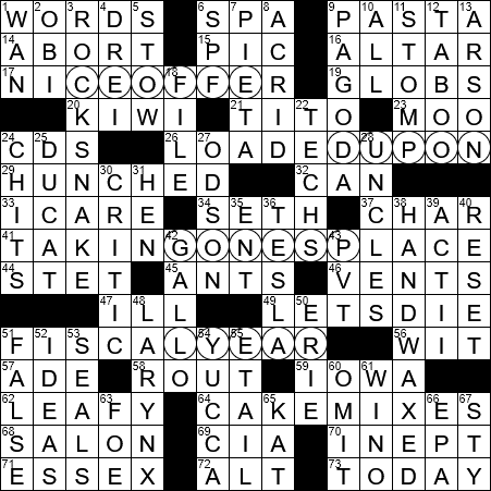 LA Times Crossword Answers Wednesday June 26th 2019