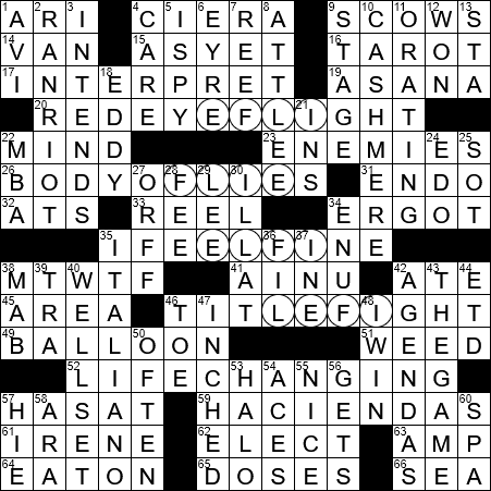 LA Times Crossword Answers Wednesday June 5th 2019