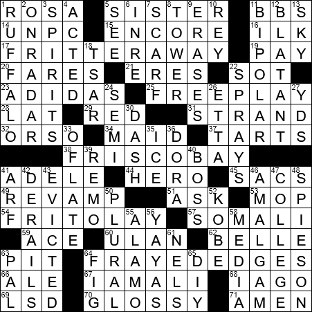 LA Times Crossword Answers Wednesday July 17th 2019