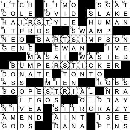LA Times Crossword Answers Wednesday July 3rd 2019
