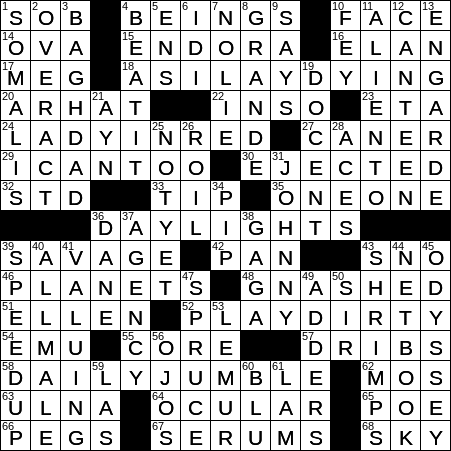LA Times Crossword Answers Wednesday August 14th 2019