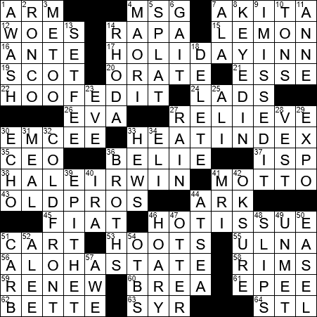 LA Times Crossword Answers Wednesday August 21st 2019