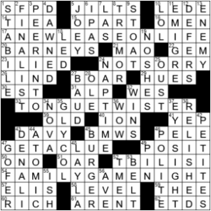 LA Times Crossword Answers Tuesday May 5th 2020