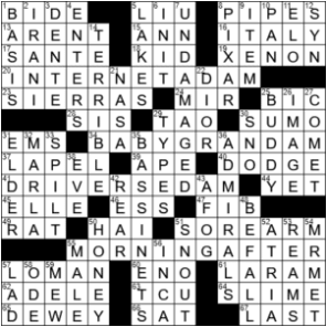 LA Times Crossword Answers Friday September 18th 2020