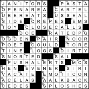 LA Times Crossword Answers Saturday October 17th 2020