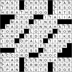 LA Times Crossword Answers Friday January 1st 2020