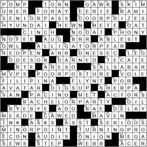 LA Times Crossword Answers Sunday January 17th 2021