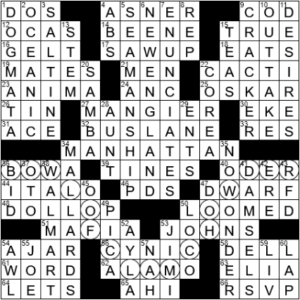 LA Times Crossword Answers Thursday January 21st 2021