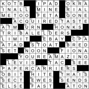 LA Times Crossword Answers Wednesday January 20th 2021