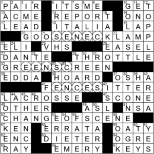 LA Times Crossword Answers Monday October 25th 2021