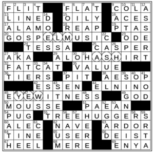 LA Times Crossword Answers Monday May 30th 2022
