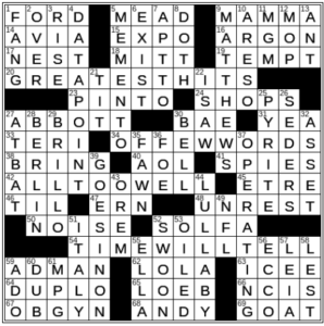 LA Times Crossword Answers Monday June 13th 2022