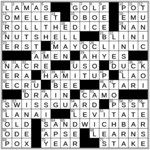 LA Times Crossword Answers Monday June 6th 2022