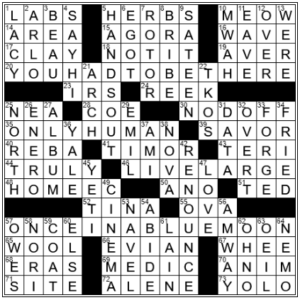 LA Times Crossword Answers Monday August 8th 2022