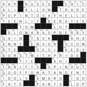 LA Times Crossword Answers Tuesday July 11th 2023