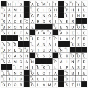 LA Times Crossword Answers Tuesday November 7th 2023