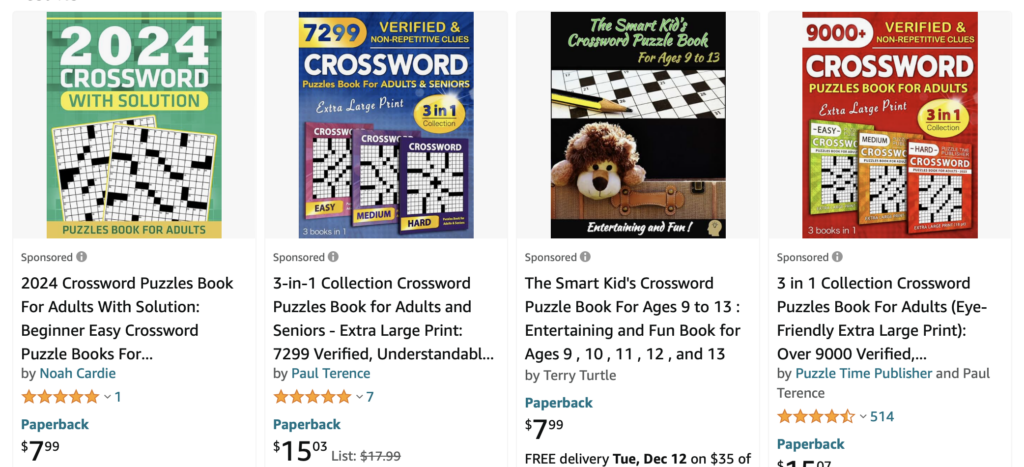 Crossword books on Amazon