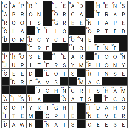 LA Times Crossword Answers Wednesday January 3rd 2024